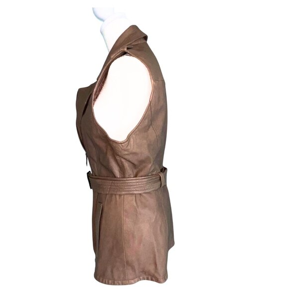 Banana Republic Genuine buttery Leather vest taupe — Sz S | Vintage | Exc. Cond - Picture 2 of 10